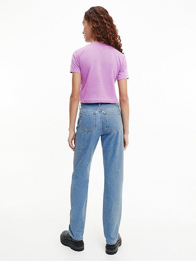 Purple Calvin Klein Cropped Organic Cotton Women T-Shirt | EUKD-80371
