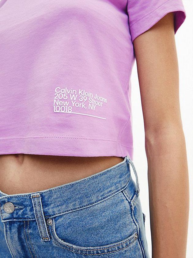 Purple Calvin Klein Cropped Organic Cotton Women T-Shirt | EUKD-80371