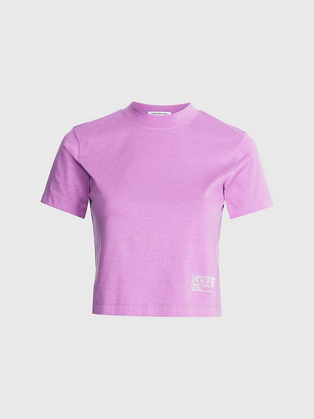 Purple Calvin Klein Cropped Organic Cotton Women T-Shirt | EUKD-80371