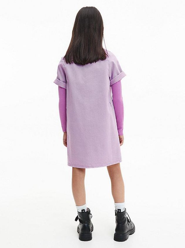 Purple Calvin Klein Denim Shirt Girls's Dress | CUPJ-83750