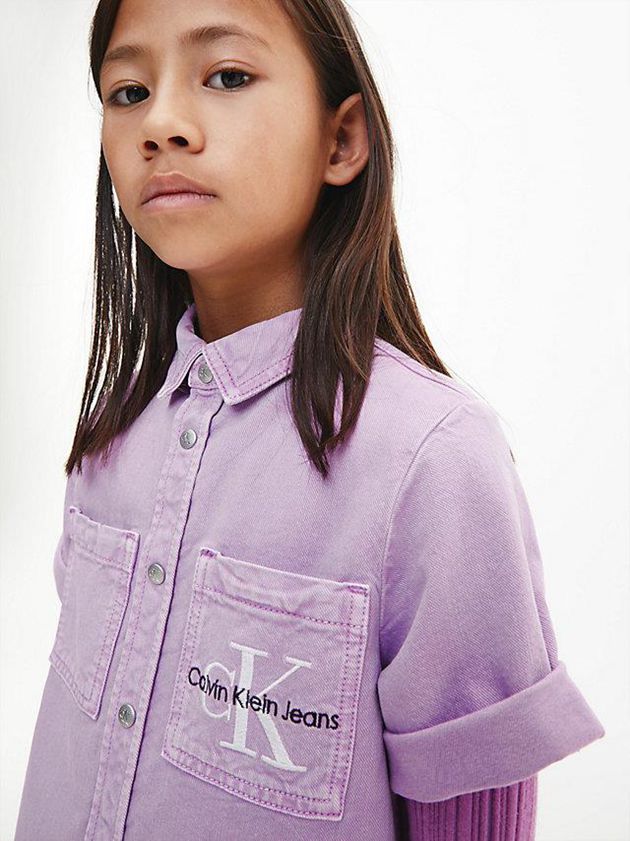 Purple Calvin Klein Denim Shirt Girls's Dress | CUPJ-83750