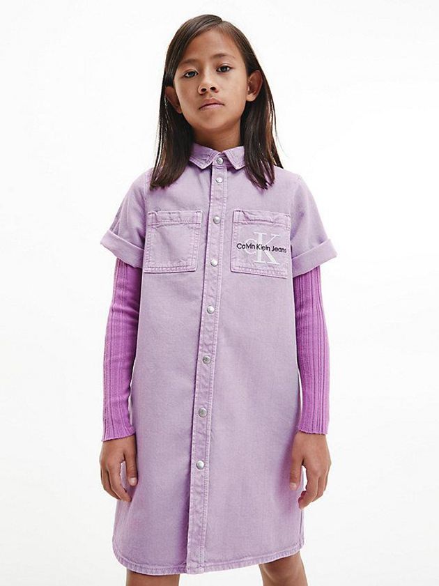 Purple Calvin Klein Denim Shirt Girls's Dress | CUPJ-83750