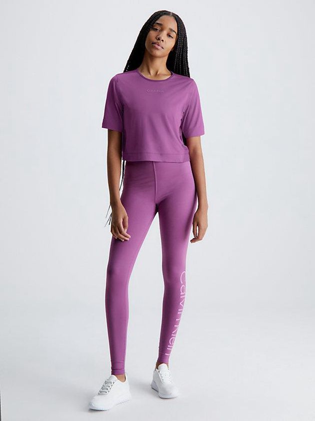 Purple Calvin Klein Gym Women T-Shirt | EYUM-62895