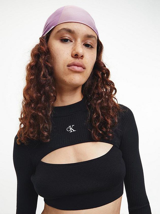 Purple Calvin Klein Logo Women Scarf | GBJS-03948