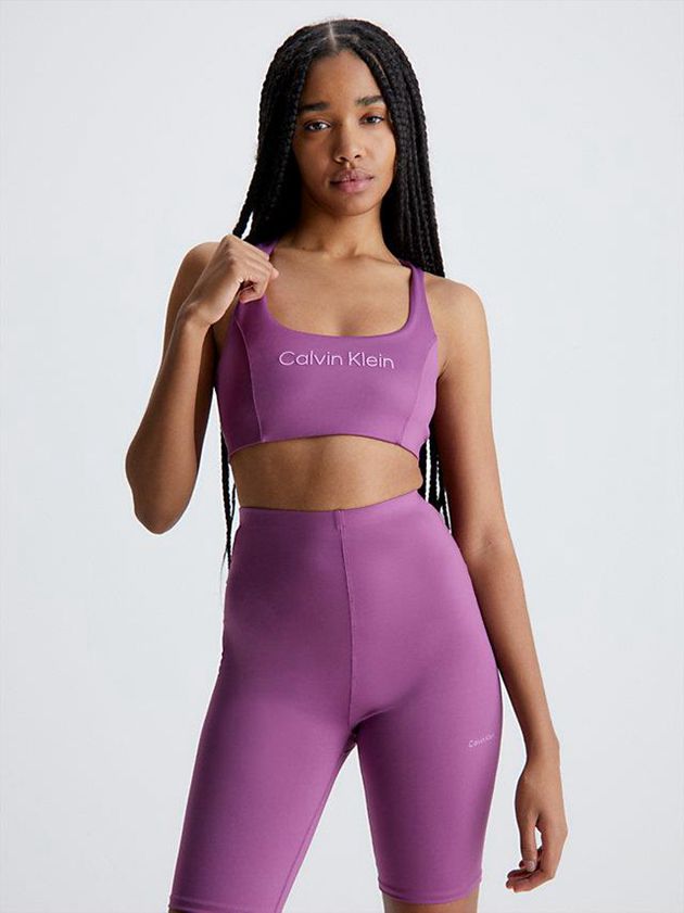 Purple Calvin Klein Medium Impact Sports Women Bra | CBFT-43752