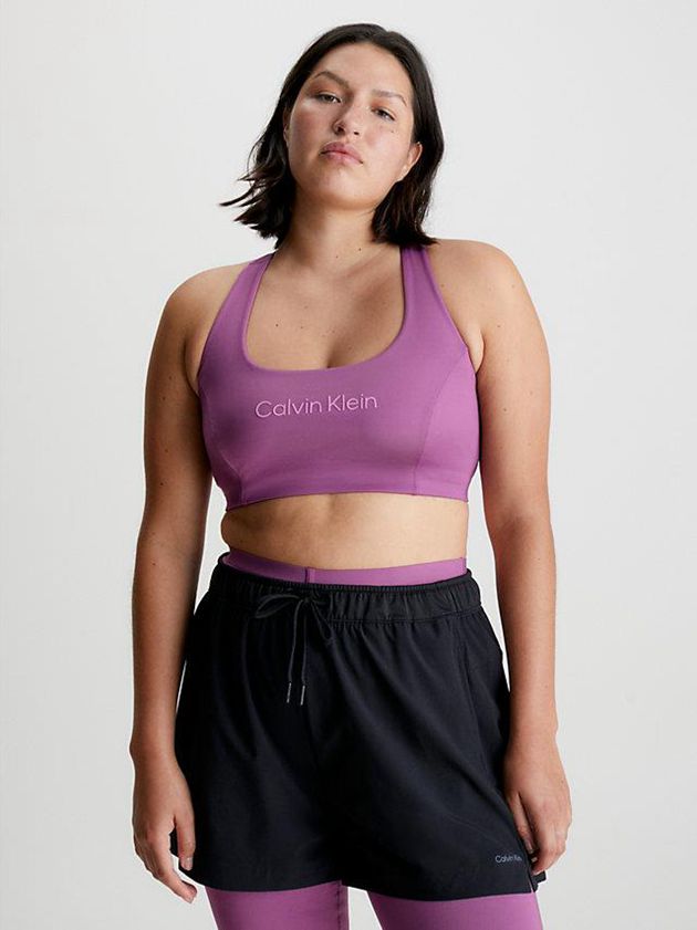 Purple Calvin Klein Medium Impact Sports Women Bra | CBFT-43752