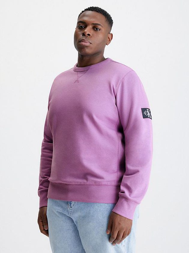 Purple Calvin Klein Monogram Badge Men Sweatshirt | RFEX-98437
