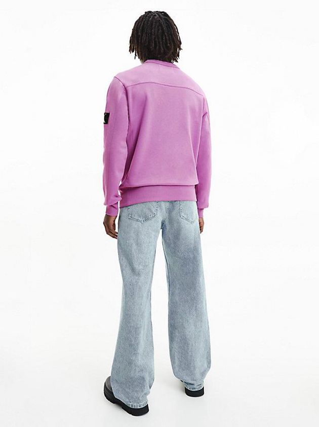 Purple Calvin Klein Monogram Badge Men Sweatshirt | RFEX-98437