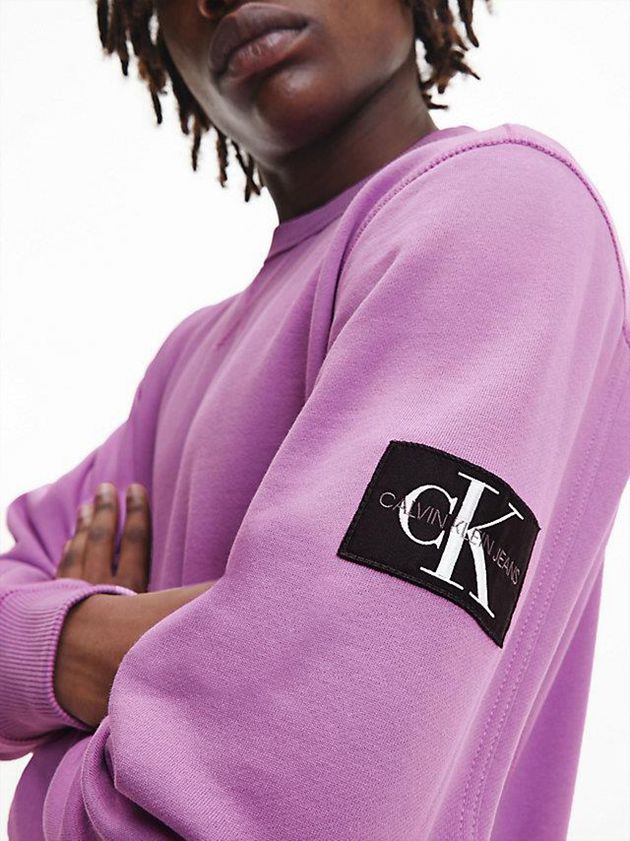 Purple Calvin Klein Monogram Badge Men Sweatshirt | RFEX-98437