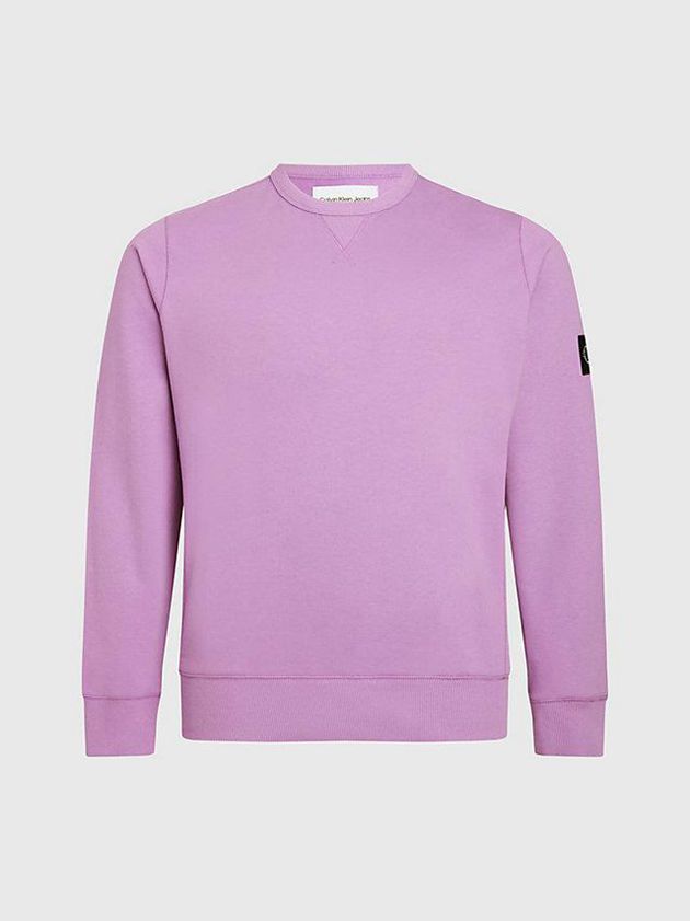 Purple Calvin Klein Monogram Badge Men Sweatshirt | RFEX-98437