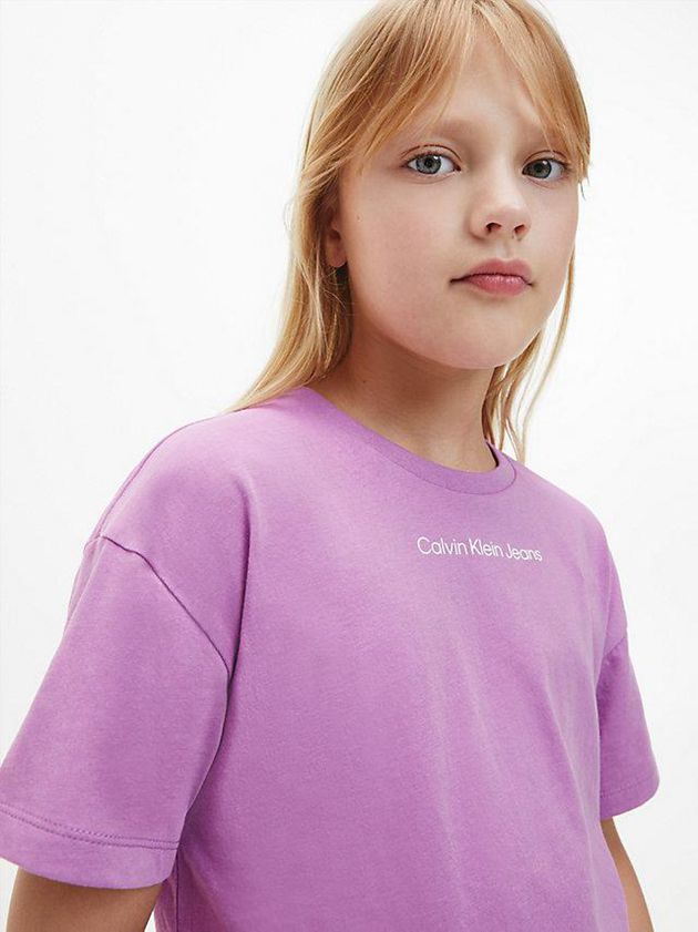 Purple Calvin Klein Organic Cotton Boxy Girls's T-Shirt | VLWA-84576