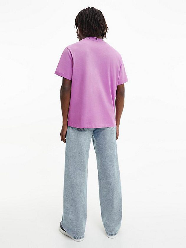 Purple Calvin Klein Organic Cotton Logo Collar Men T-Shirt | DSTC-27563