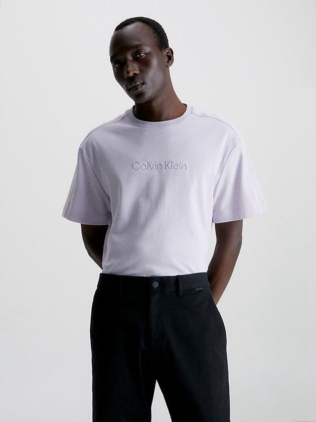 Purple Calvin Klein Organic Cotton Men T-Shirt | NKMT-04693