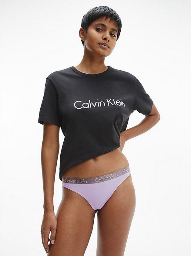 Purple Calvin Klein Radiant Cotton Women Thong | JYZI-14752