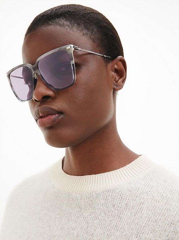 Purple Calvin Klein Rectangle Women Sunglasses | SCIX-49681