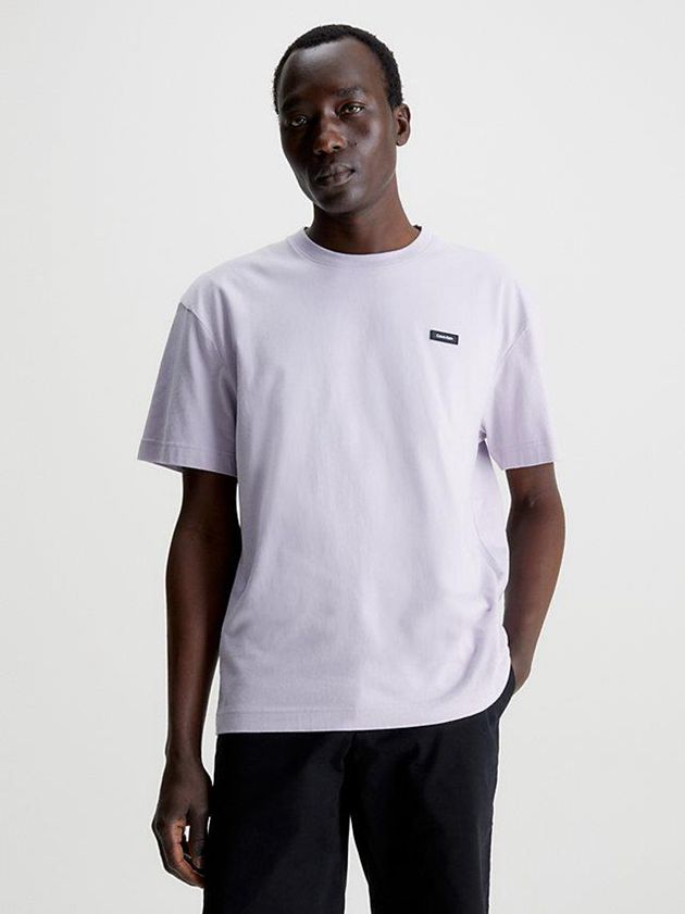 Purple Calvin Klein Recycled Cotton Men T-Shirt | XCUR-18579