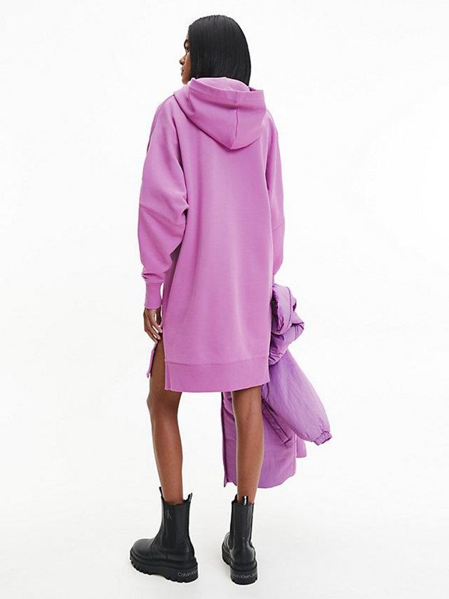 Purple Calvin Klein Relaxed Hooded Sweatshirt Women Dress | XQDB-94025