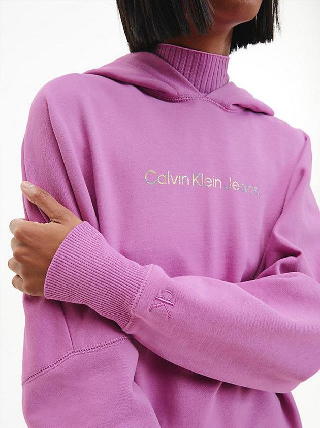 Purple Calvin Klein Relaxed Hooded Sweatshirt Women Dress | XQDB-94025