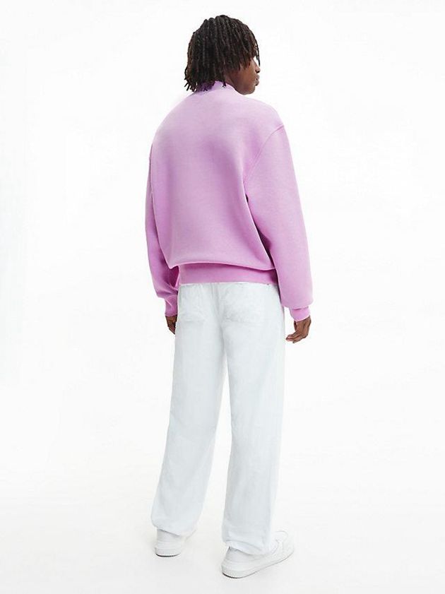 Purple Calvin Klein Relaxed Logo Collar Men Sweatshirt | EDIY-13724