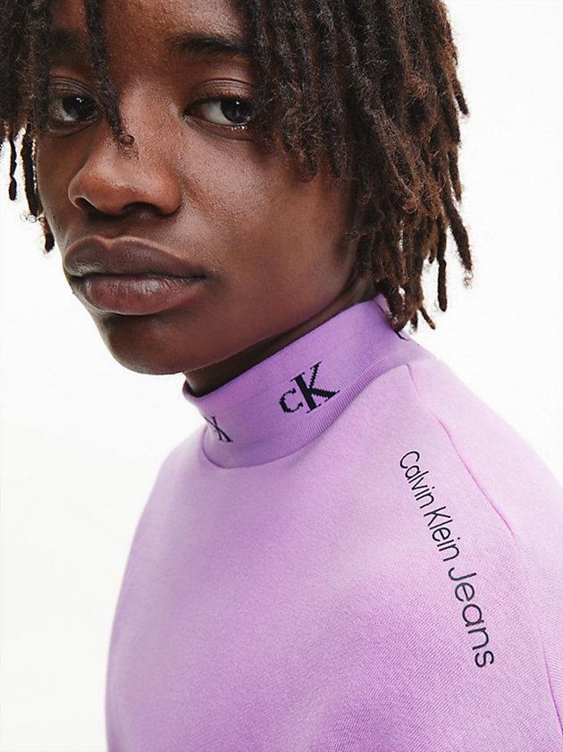 Purple Calvin Klein Relaxed Logo Collar Men Sweatshirt | EDIY-13724