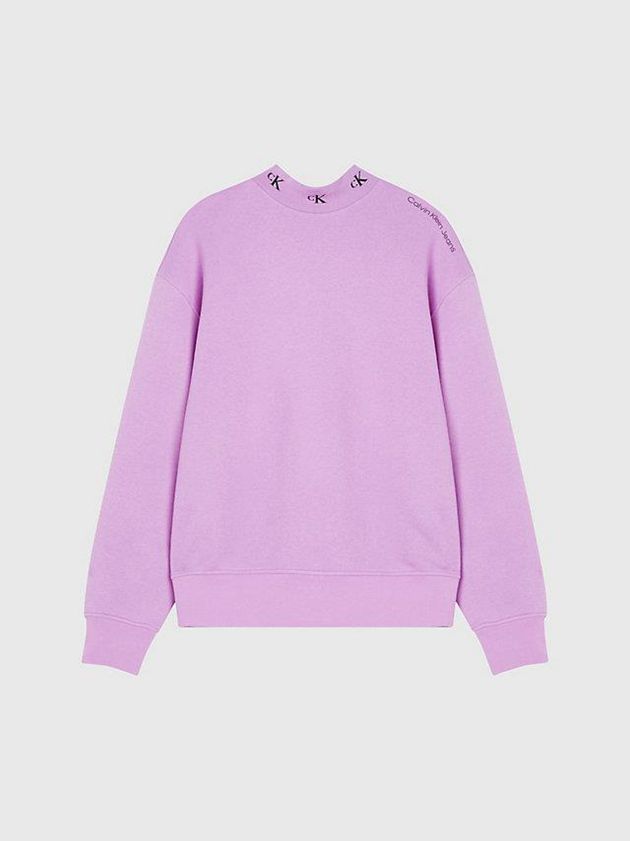 Purple Calvin Klein Relaxed Logo Collar Men Sweatshirt | EDIY-13724