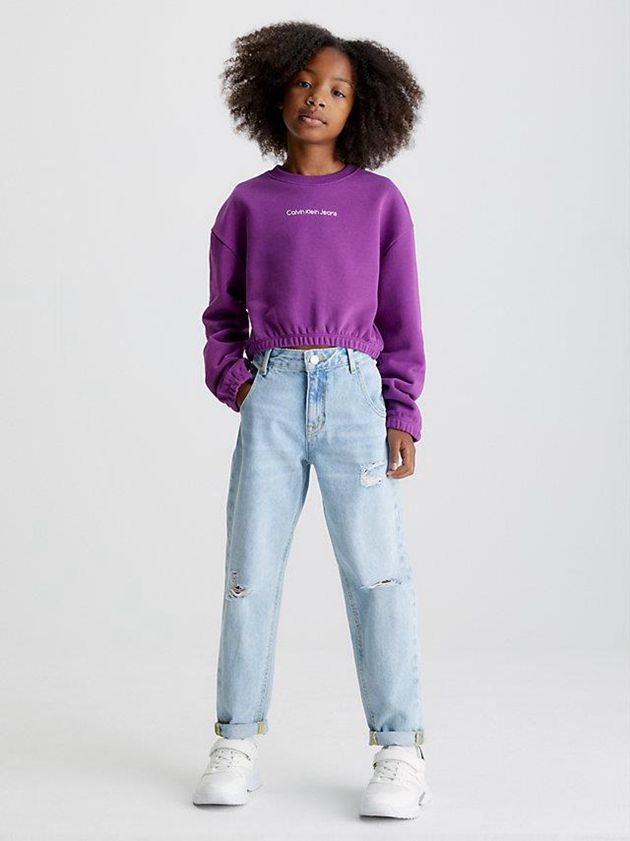 Purple Calvin Klein Relaxed Logo Girls's Sweatshirt | YRCA-47852