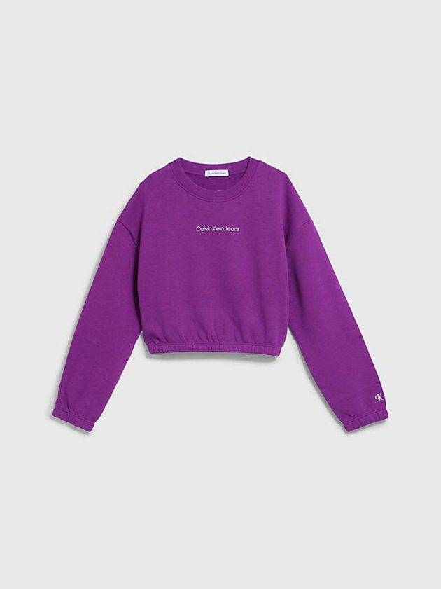Purple Calvin Klein Relaxed Logo Girls's Sweatshirt | YRCA-47852