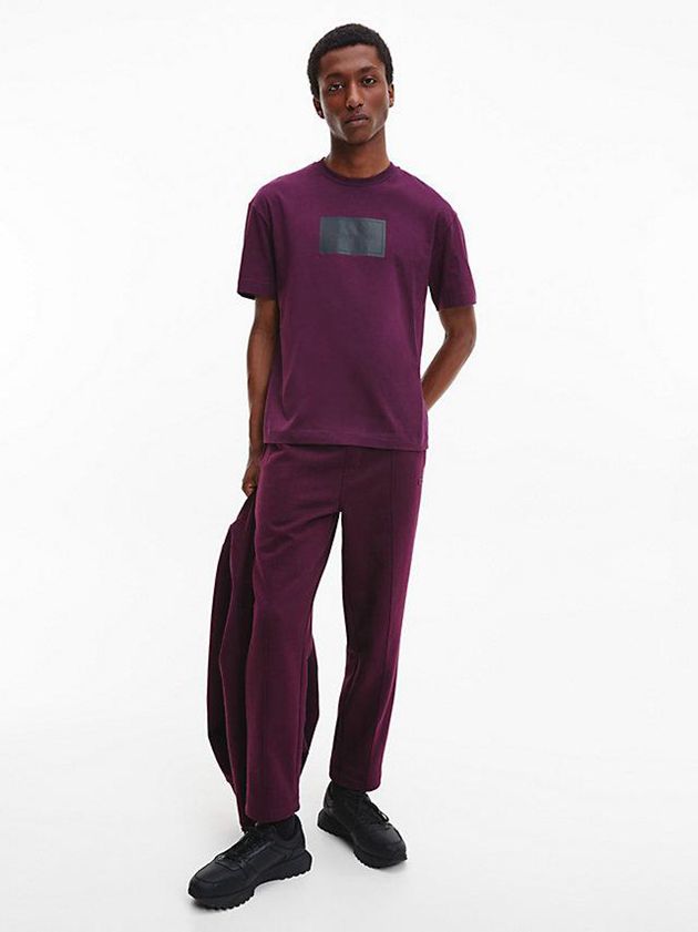 Purple Calvin Klein Relaxed Logo Men T-Shirt | AKVQ-94736