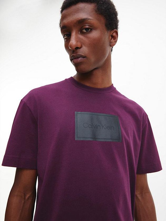 Purple Calvin Klein Relaxed Logo Men T-Shirt | AKVQ-94736