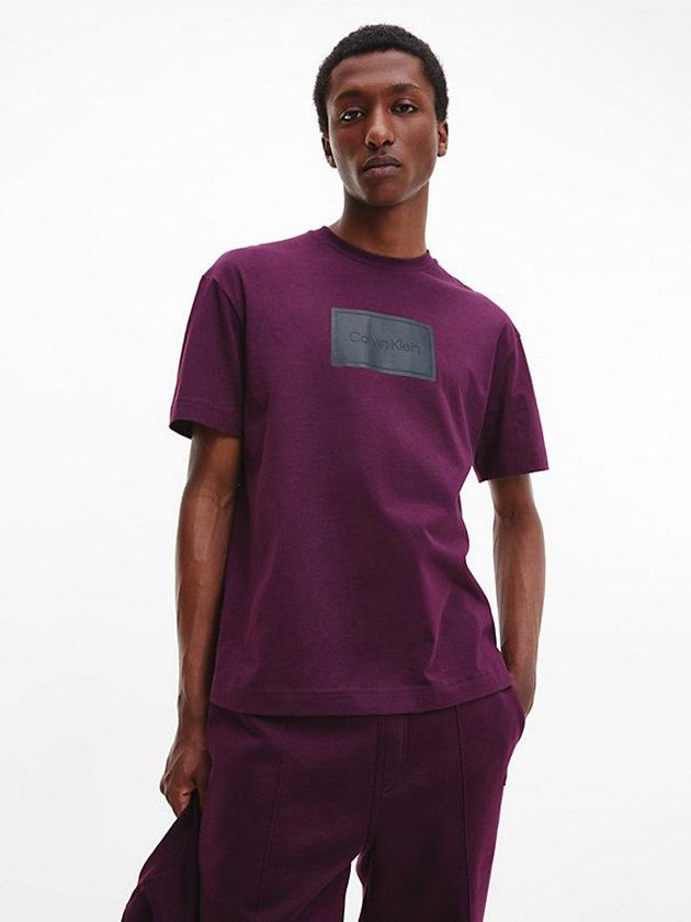 Purple Calvin Klein Relaxed Logo Men T-Shirt | AKVQ-94736