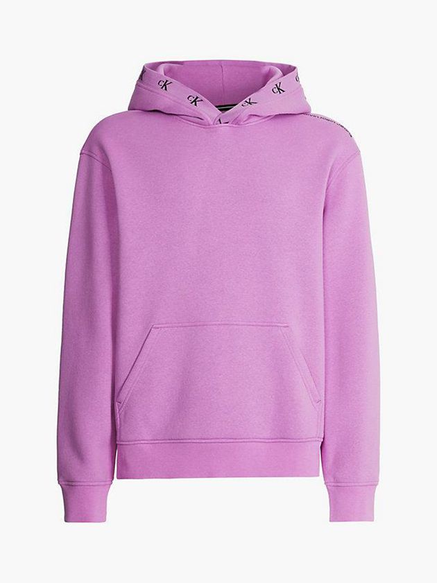 Purple Calvin Klein Relaxed Logo Tape Men Hoodie | SDVE-04923