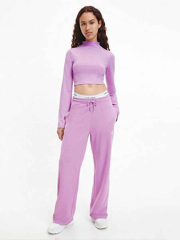 Purple Calvin Klein Relaxed Straight Women Joggers | ROSV-27830