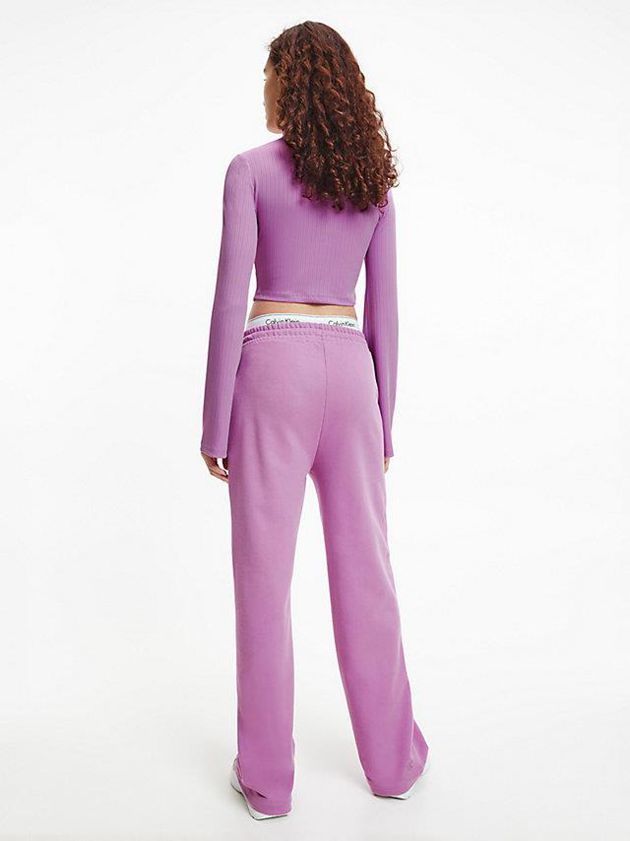 Purple Calvin Klein Shiny Rib Long Sleeve Women Top | GEPT-86052