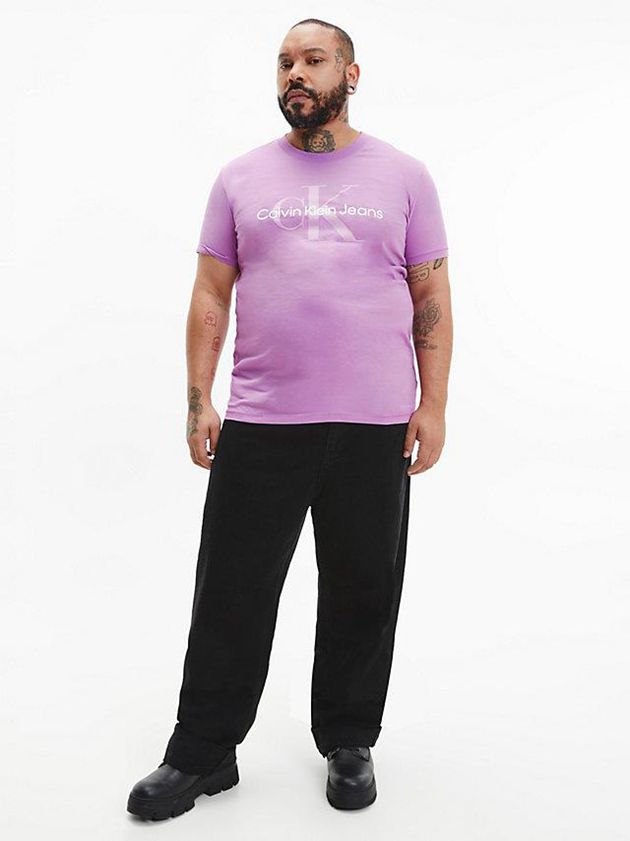 Purple Calvin Klein Slim Monogram Men T-Shirt | DQON-15790