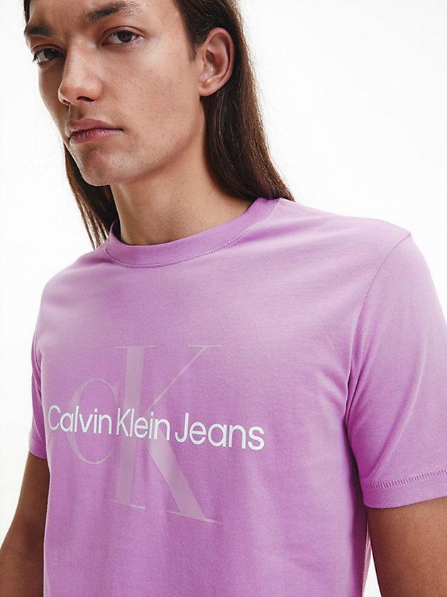 Purple Calvin Klein Slim Monogram Men T-Shirt | DQON-15790