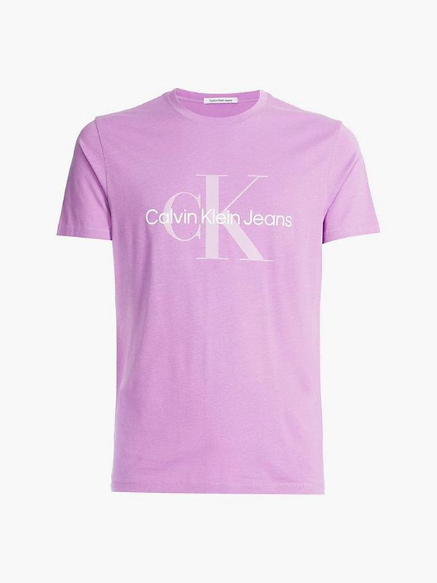 Purple Calvin Klein Slim Monogram Men T-Shirt | DQON-15790