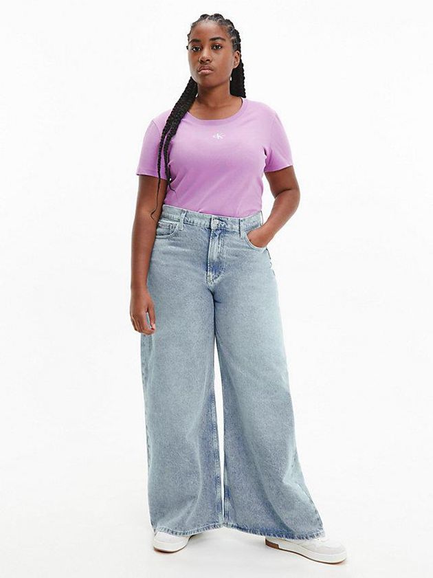 Purple Calvin Klein Slim Organic Cotton Women T-Shirt | MZGC-81934