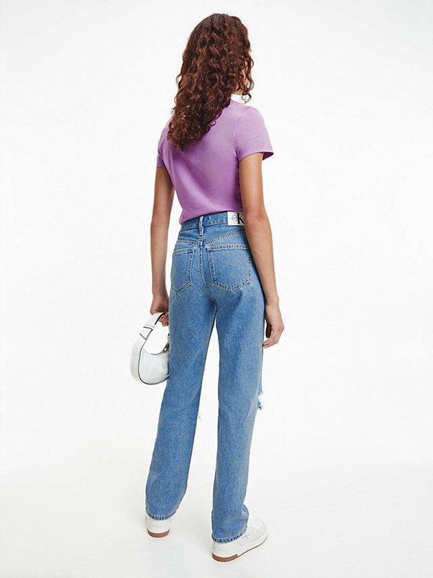 Purple Calvin Klein Slim Organic Cotton Women T-Shirt | MZGC-81934