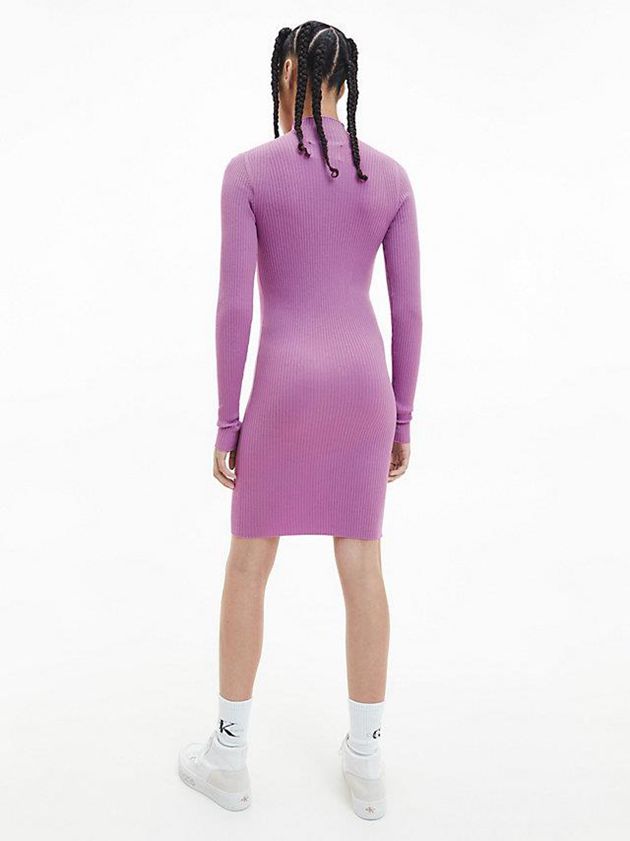 Purple Calvin Klein Slim Rib-Knit Jumper Women Dress | AMIQ-18052