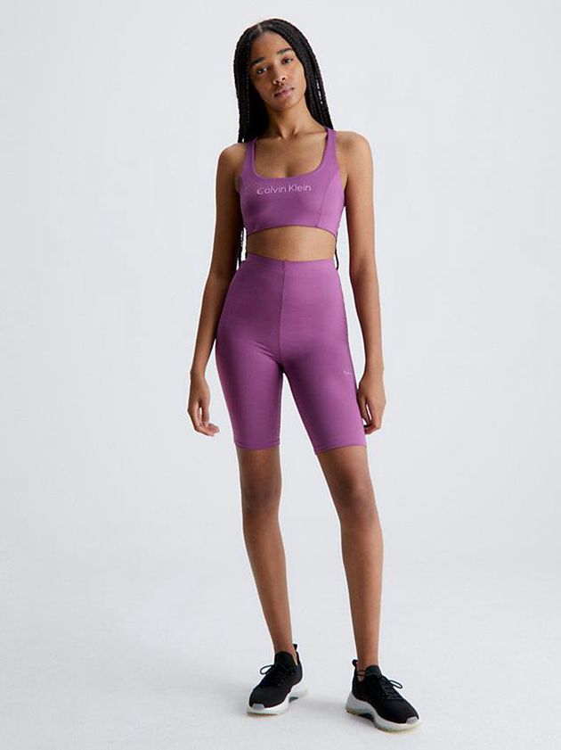 Purple Calvin Klein Tight Pocket Gym Women Shorts | CRQK-92654
