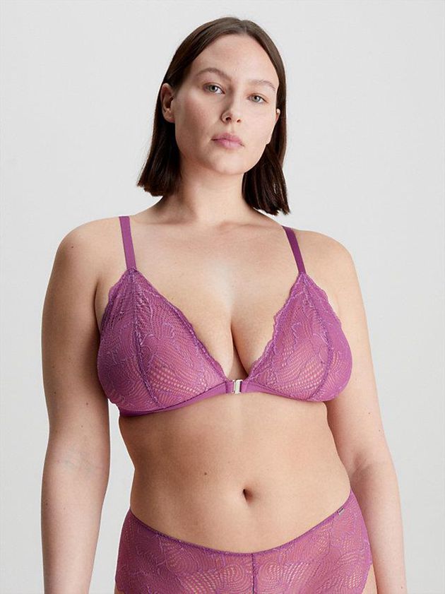 Purple Calvin Klein Triangle - Geo Lace Women Bra | PECG-86950