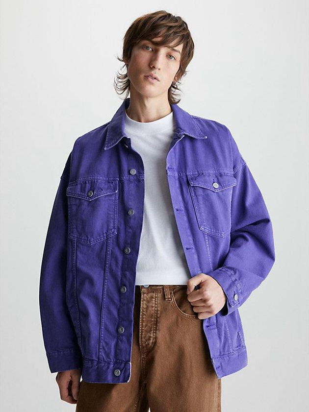 Purple Calvin Klein Unisex Oversized Denim Men Jacket | MPGJ-29815