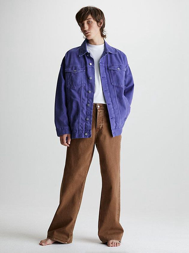 Purple Calvin Klein Unisex Oversized Denim Men Jacket | MPGJ-29815