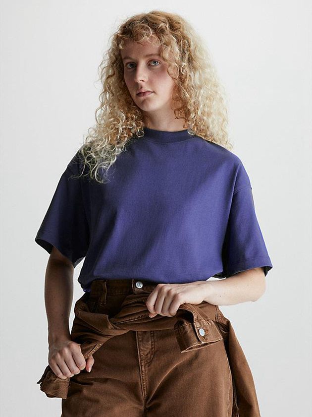 Purple Calvin Klein Unisex Oversized Women T-Shirt | FTMJ-93728