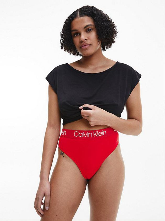 Red Calvin Klein 3 Pack High Waisted - Body Women Thong | INOP-24530