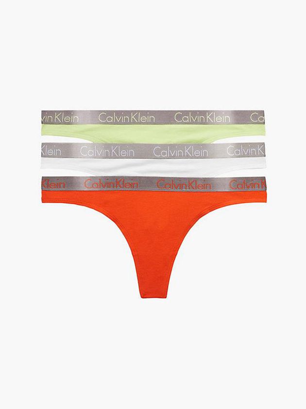 Red Calvin Klein 3 Pack - Radiant Cotton Women Thong | FVMK-78013