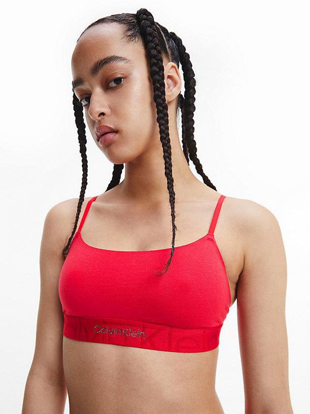 Red Calvin Klein Embossed Icon Women Bra | AGEP-41305
