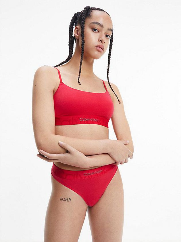 Red Calvin Klein Embossed Icon Women Thong | MJHZ-34982