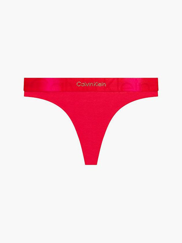 Red Calvin Klein Embossed Icon Women Thong | MJHZ-34982