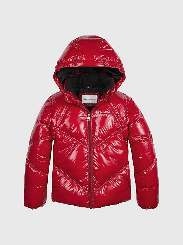Red Calvin Klein Glossy Puffer Girls's Jacket | ABMD-19407